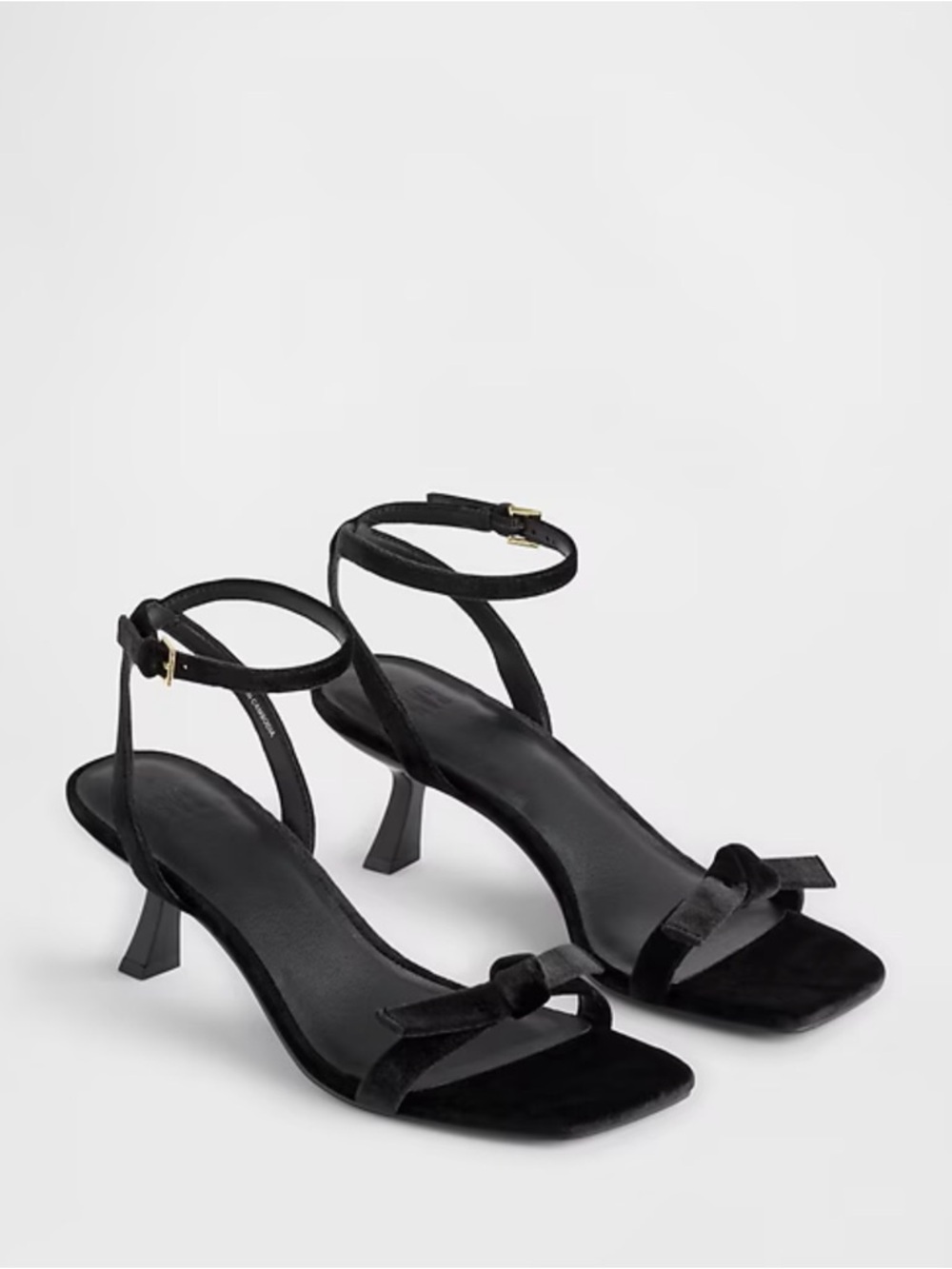 GAP Black Ankle-Strap Heeled Sandals with Bow Accent